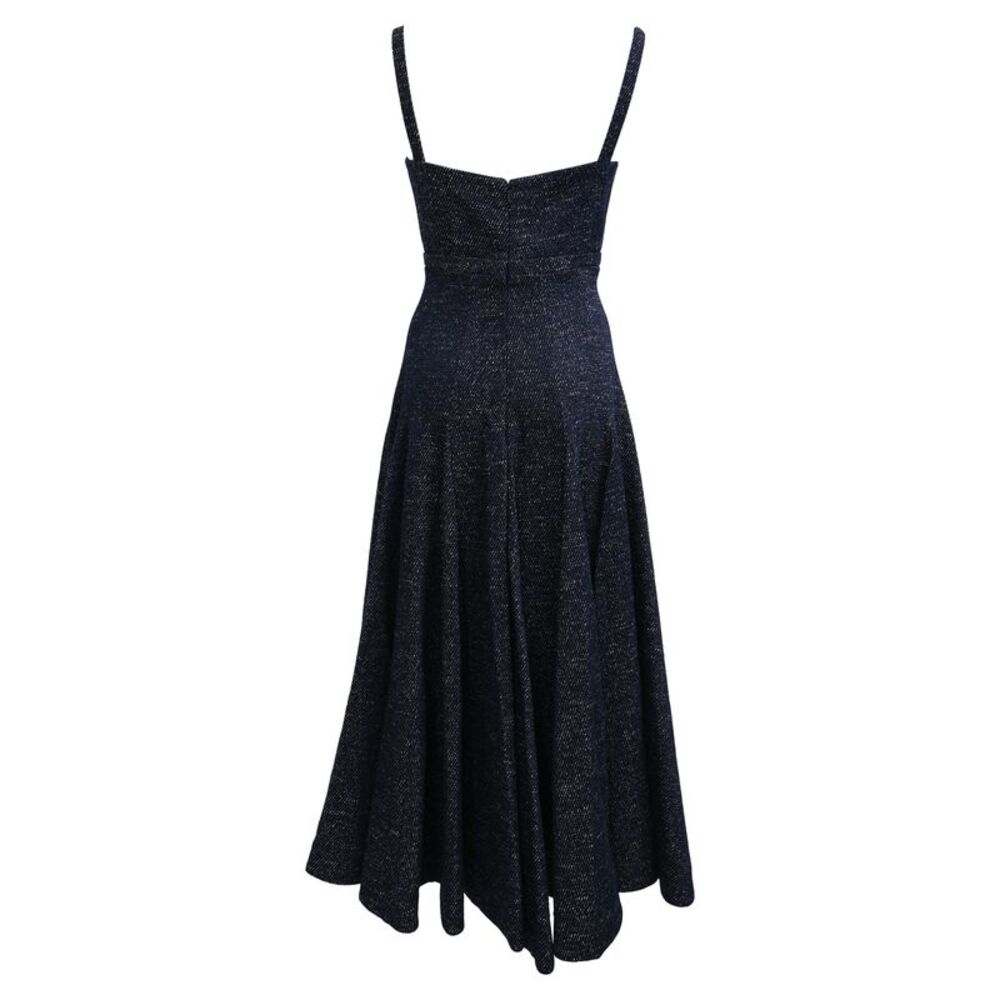 Emilia Wickstead Freya Sleeveless Denim Midi Dress in Navy Blue Cotton - Picture 3 of 5